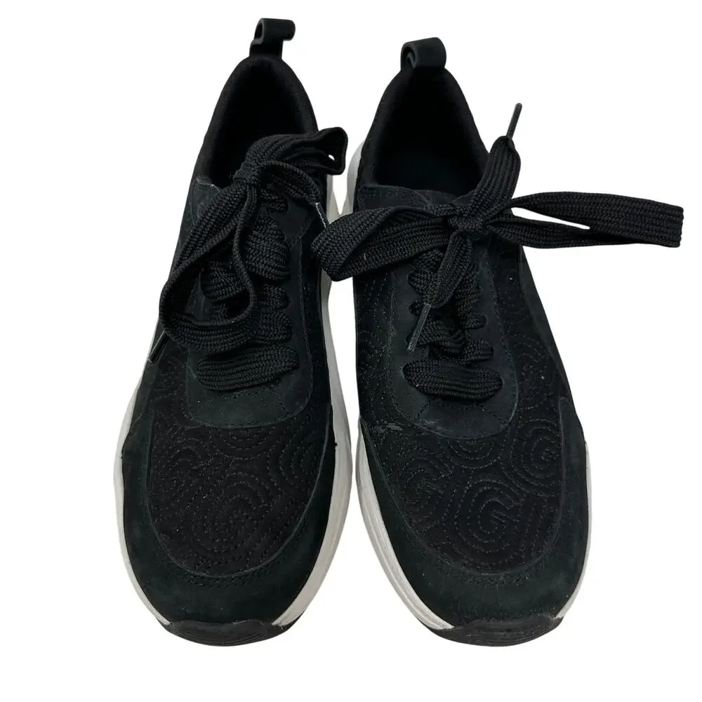 Ugg LA Glide Logo Stitch Sneakers Womens Size 7 Black White Lace Up